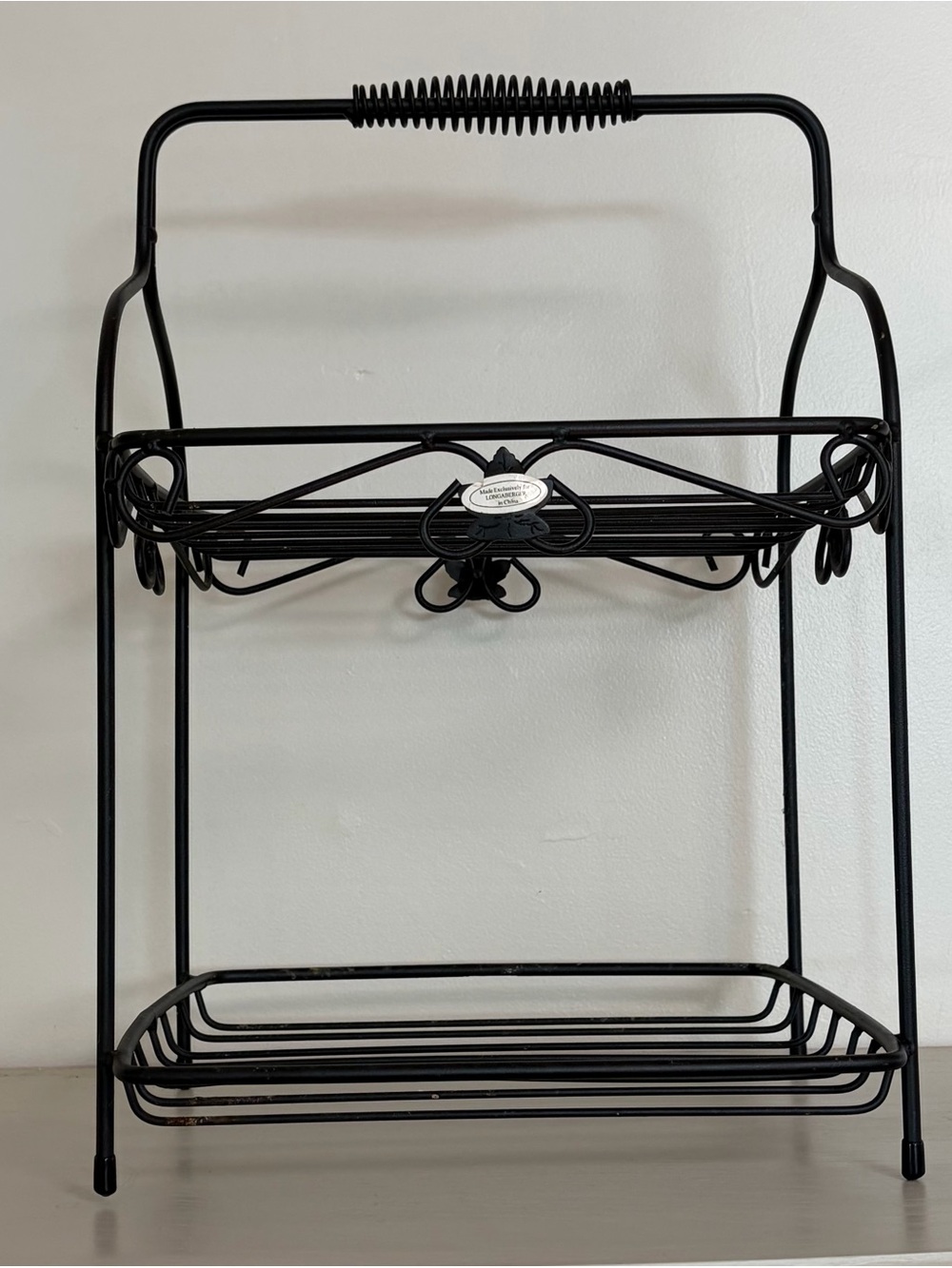 Longaberger Wrought Iron 2 Tier Server/Stand~Spring Style Handle
